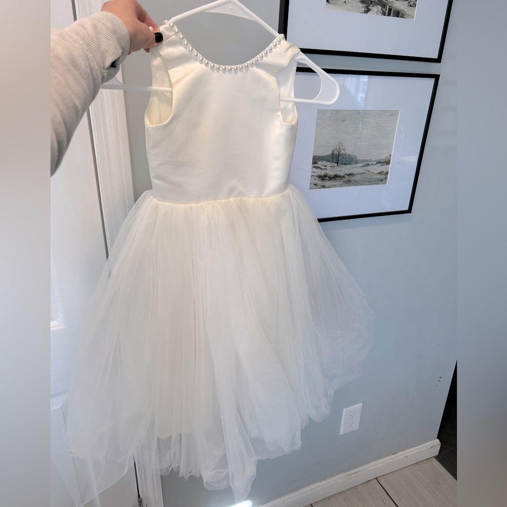 Gorgeous satin and tulle dress with pearl trim, size 3T.